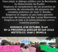 RUEDA DE PRENSA EN EXIGENCIA DEL DIÁLOGO PÚBLICO CON LA SECRETARÍA DE GOBERNACIÓN DE PUEBLA