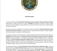 BOLETÍN DE PRENSA DEL MOVIMIENTO DE SAN JOSÉ CHIAPA EN DEFENSA DEL AGUA, LA VIDA Y LA TIERRA DE LA CUENCA LIBRES-ORIENTAL