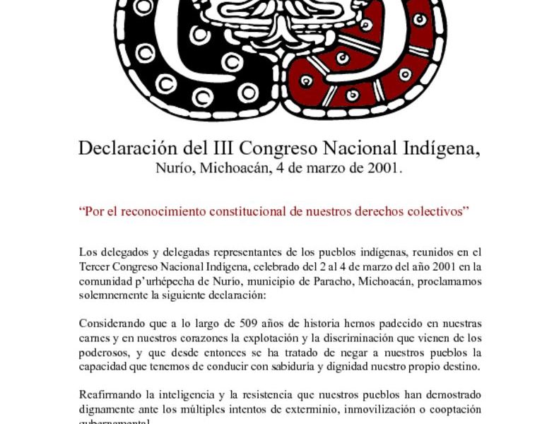 thumbnail of 3. Declaracion del III Congreso Nacional Indigena